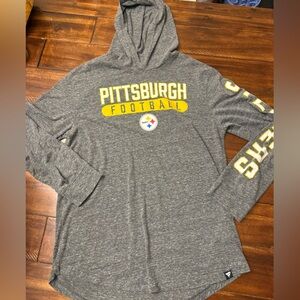 Pittsburgh Steelers Fanatics Hoodie Long Sleeve Gray Men’s Large NFL Sleeve Logo